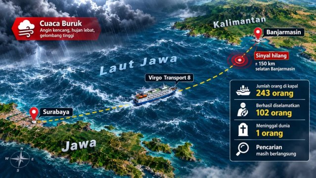 Search and Rescue Efforts Continue for 140 Missing Ferry Passengers Near Kalimantan